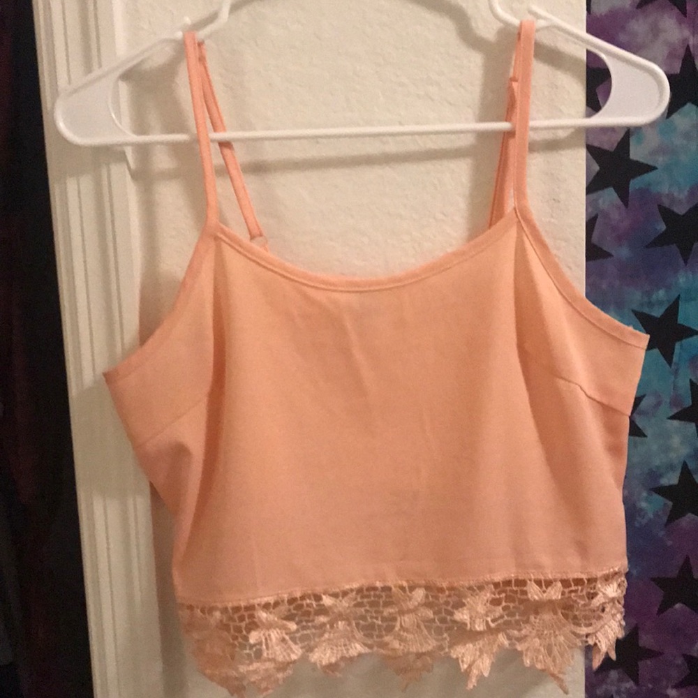 Peach tank with lace detail